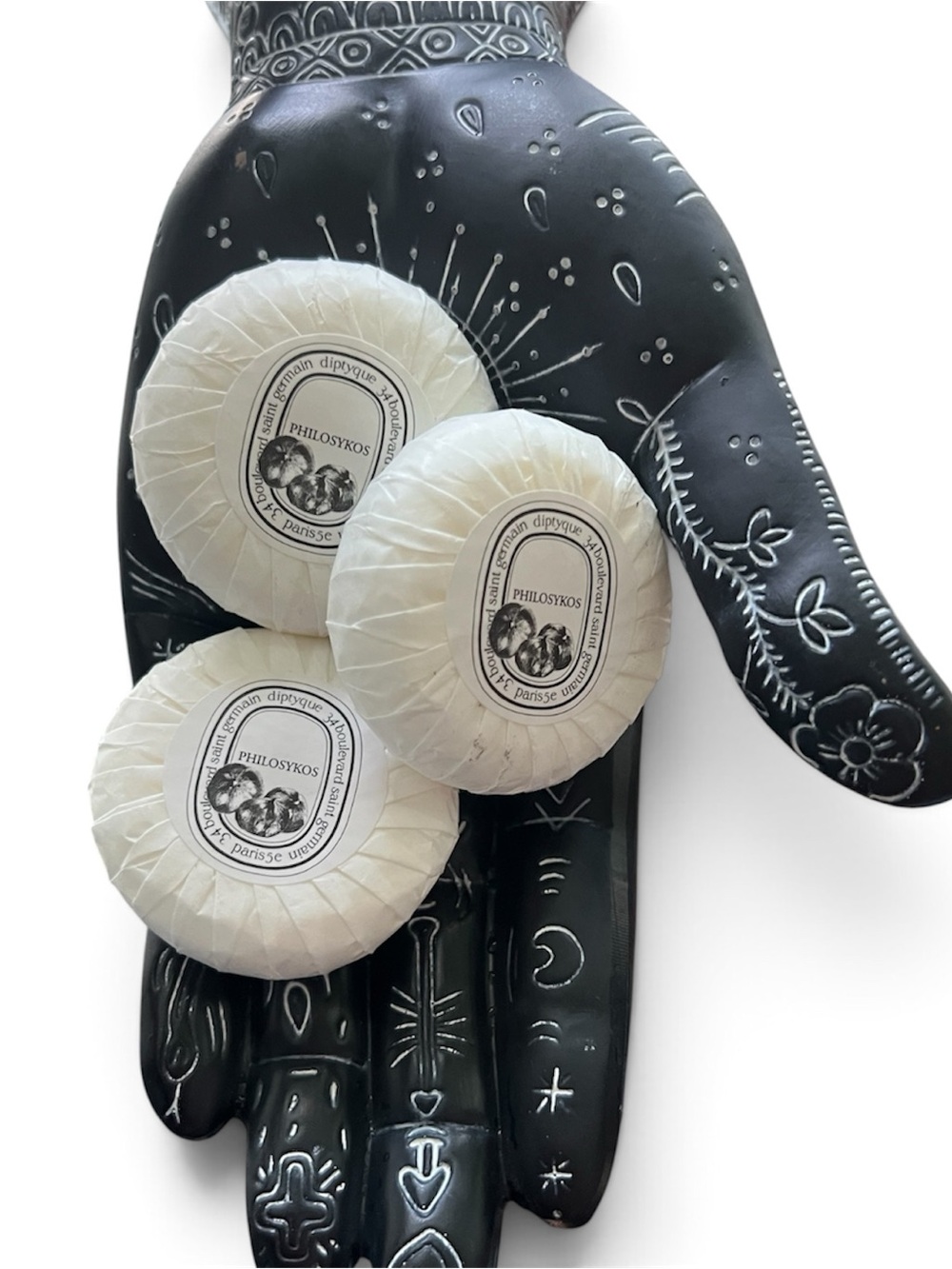 Diptyque Travel Size White Wrapped Round Soaps (Set of 3)